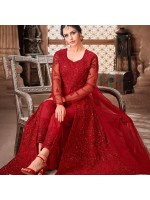 Glamorous Red Net Anarkali Salwar Kameez